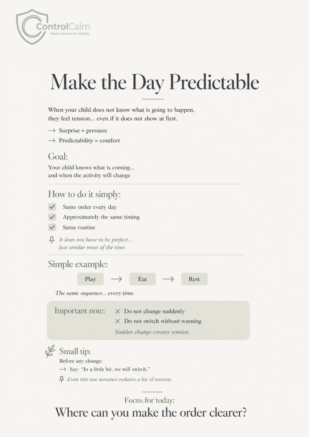 Control Calm™ — Meltdown Response Cards - Control Calm